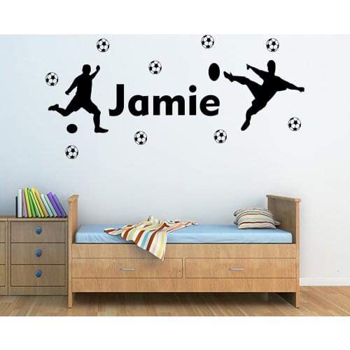 Personalised Name Wall Decal Boys name Footballers Wall Sticker Football Sport Decals Vinyl Kids Bedroom Decoration Mural C739