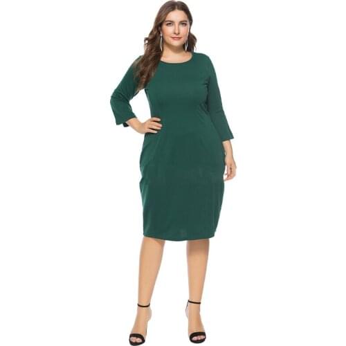 Three Quarter Sleeves Prom Dress O-Neck Empire Simple A-Line Fashion Knee-Length Zipper Back Green Formal Gowns For Women D898