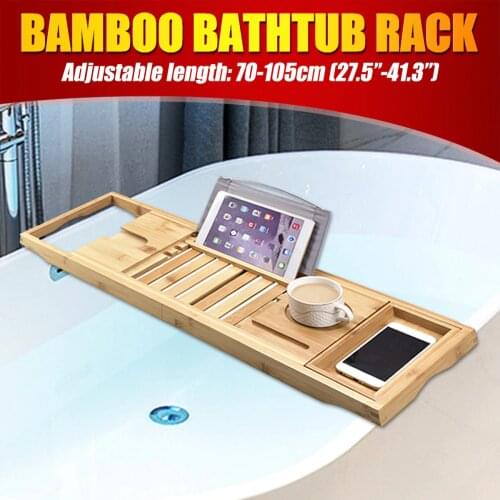 105cm Bathroom Bathtub Rack Bamboo Shelf Bath Bridge Caddy Bathtub Storage Rack Tray Bath Tub Towel Book Wine Holder Organizer