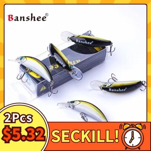 Banshee 2Pcs Crankbaits Fishing Lure Crank Wobblers For Pike/Trolling Wobbler Floating Lures For Fishing Black Minnow Crankbait