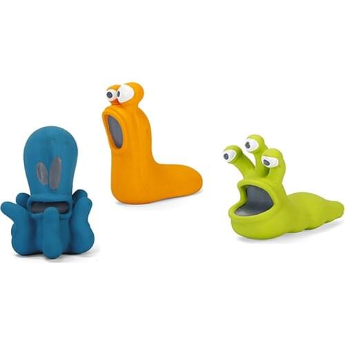 Q-MONSTER Dog Toy Thick Walled Natural Rubber Squeaky Chew Toy Octopus Snail Cater Interactive Toy for Dog Teeth Cleaning