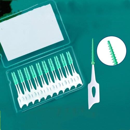 Silicone Orthodontic Interdental Brushes Soft Green Dental Cleaning Brush for Teeth Gaps Care for Braces Toothpicks Oral