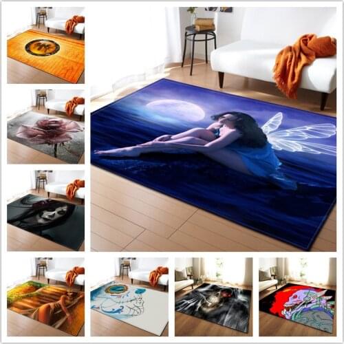 Modern Large Size Carpets 3D Fairy/Skull Printed Rug Soft Flannel Home Decor Carpet Bedroom Living Room Area Rugs Tea Table Mats