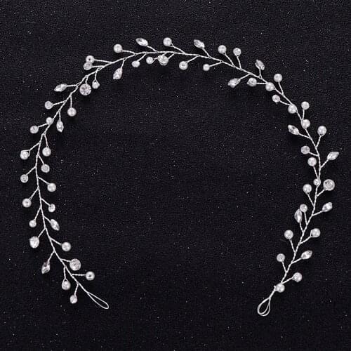 Trendy Bridal Headband Tiara Handmade Silver Color Crystal Pearl Headpiece Women Wedding Hair Accessories Bridal Hair Jewelry