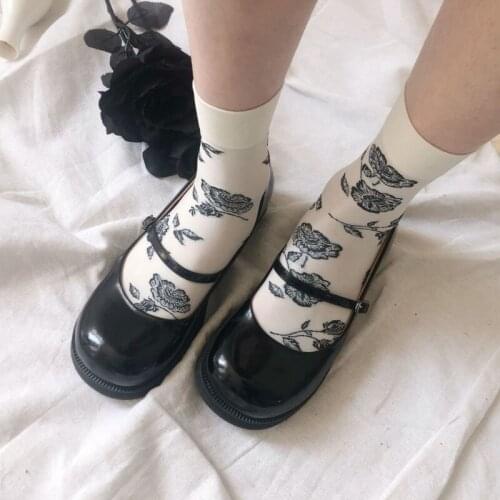 Spring Summer Thin Womens funny Socks Vintage Rose Lolita Socks Velvet Fashion Clothing Accessories For Girl Harajuku Lingerie