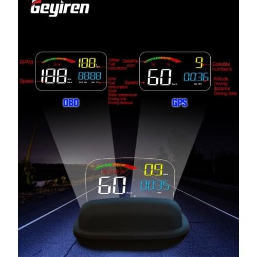 C800 GPS HUD Head-Up Display Multi-Function OBD HUD Auto Speedometer OBD2 Fault Code Elimination Driving ComputerSecurity Alarm