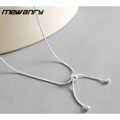 Mewanry 925 Sterling Silver Round Bead Necklace for Women Simple Creative Fashion Small Fresh Party Clavicle Chain Jewelry Gifts