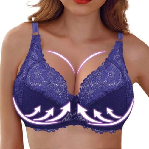 Womens Floral Lace Bras Perspective Underwire Bra Sexy Lingerie Plus Size Bralette Large Cup 38-46 E F