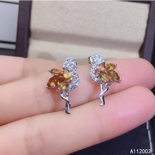 KJJEAXCMY Fine Jewelry 925 sterling silver inlaid natural tourmaline female earrings Ear studs classic support detection