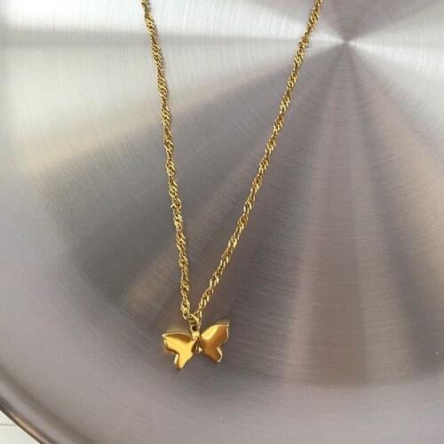 New Luxury Butterfly Sweet Gold 925 Sterling Silver Clavicle Chain Necklace For Women Korean Fashion Aesthetic Jewelry SN2298