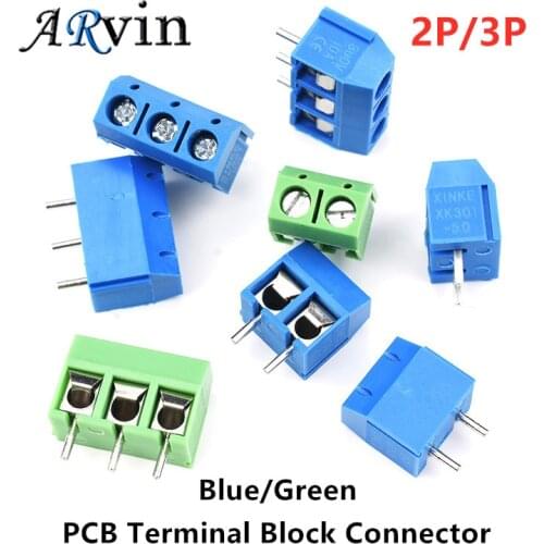 10 PCS KF301- 2P 3P screw 5.0mm terminal block 2 Pin 3 Pin PCB Terminal Block Connector Blue Green
