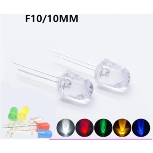 10pcs/lot F10 10MM LED lamp beads red hair red blue hair blue green hair green yellow hair yellow white light color hair diode