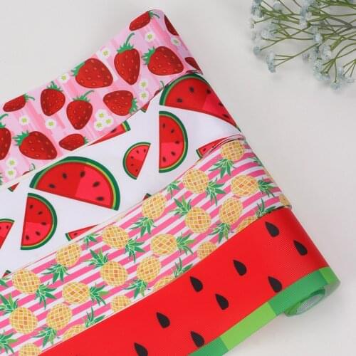2yards/Roll 7.5cm Printing Ribbon Summer Fruits Pattern Ribbon For Diy Craft Materials Gift Hair Accessories Home Decoration