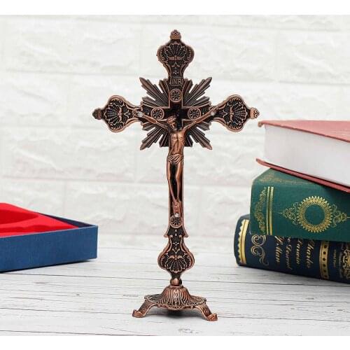 24x14cm Church Relics Wall Crucifix Jesus Christ On The Stand Cross Wall Crucifix Antique Home Chapel Decoration