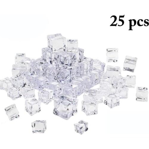 25 PCS Acrylic Clear Fake Ice Cubes Artificial Crystal Ice Cubes Decor For Photography Props Engagement Wedding Party Ornaments