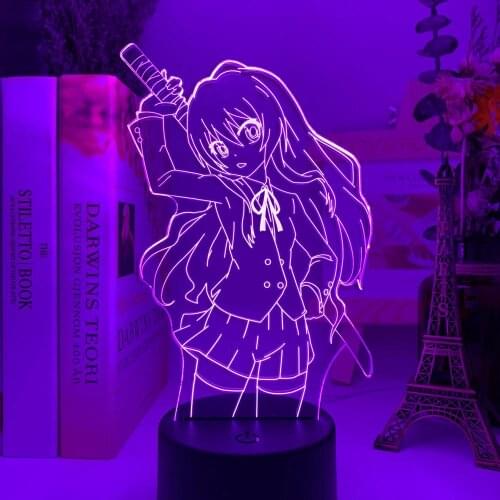 3D LED Night Light Toradora Taiga Aisaka for Bedroom Decor Gift Colorful Nightlight Anime Waifu 3D Lamp Taiga Aisaka Toradora
