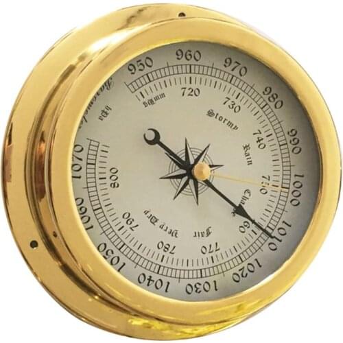 4 Inches 4 PCS/set Thermometer Hygrometer Barometer Watches Clock Copper Shell Zirconium Marine for Weather Station 964E