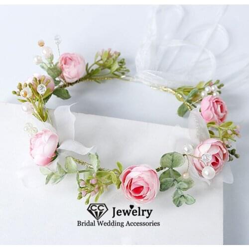CC Garland Wedding Hair Accessories for Women Engagement Jewelry Bridal Crowns Flower Tiara Rose Shape Floral Corolla Sale 58295