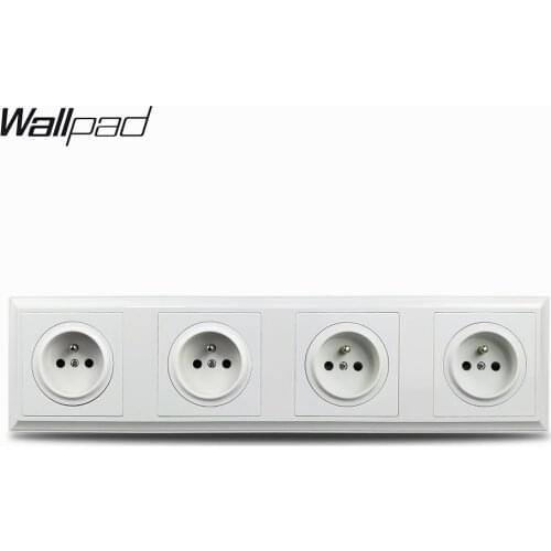 Wallpad White Quadruple 4 Way French Electric Wall Socket L6 Plastic Palace Style, 344 * 86 mm