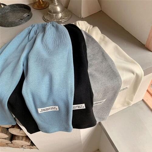 Childrens pants 2021 autumn new Korean childrens wear solid color casual pants baby trademark straight pants kids clothes