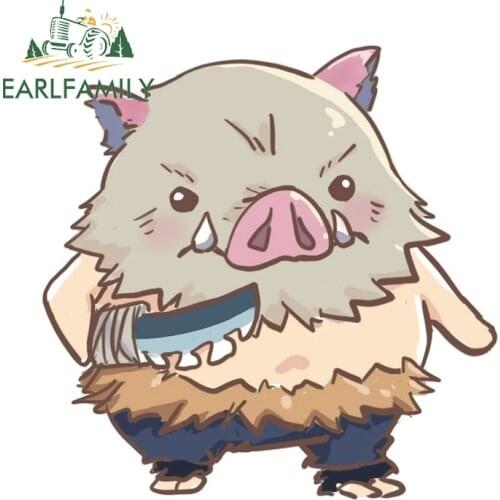 EARLFAMILY 13cm x 13cm for Demon Slayer Inosuke Hashibira Car Body Decal Creativite Car Sticker Waterproof Windows Decoration