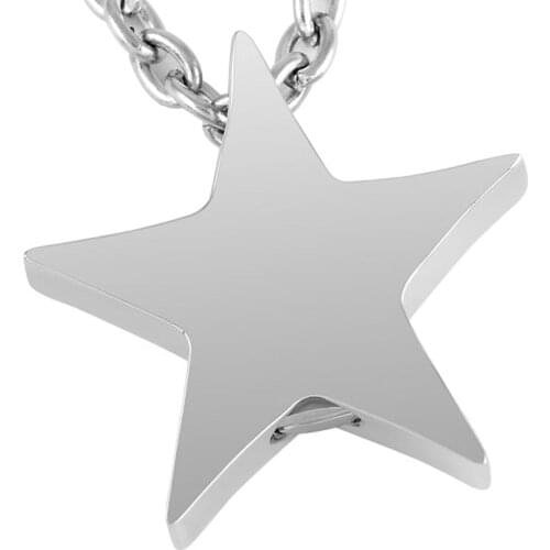 IJD8453 Girl Boy Stainless Steel Trendy Shiny Polish Star Cremation Pendant Memorial Necklace Ashes Holder Urn Keepsake Jewelry