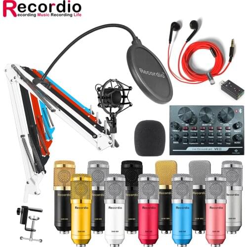 GAM-800V Professional Condenser Microphone Set for Singing And Recording Live Broadcast BM800 Det With V8II Sound Card