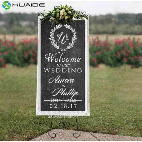Custom Bride And Bridegroom Name Wedding Stickers Welcome To Our Wedding Wall Stickers Poster Personalized Wall Decal ZA120A