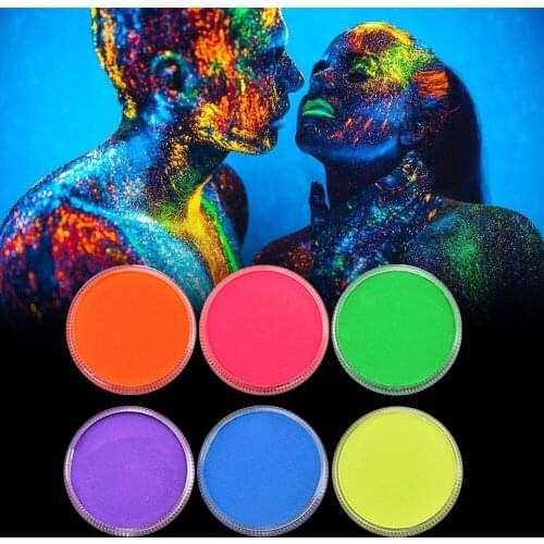 30g Washable Face Body Paint Pigment for Kids Adults Festivals Carnivals Cosplay Luminous Face Painting Pigment Body UV Paint