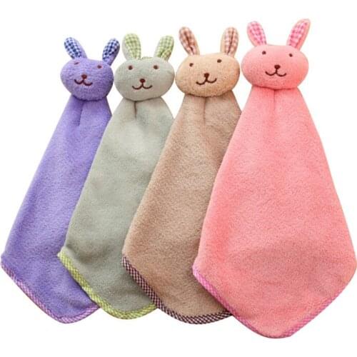 Kitchen Cartoon Animal Hanging Cloth Soft Plush Dishcloths Hand Towel Wipe Hanging Bathing Towel For Children Bathroom