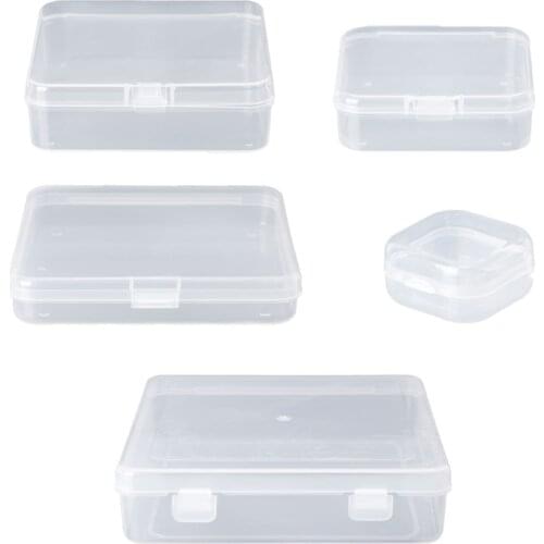 C5AC Square Transparent Plastic Jewelry Storage Boxes Beads Crafts Case Containers