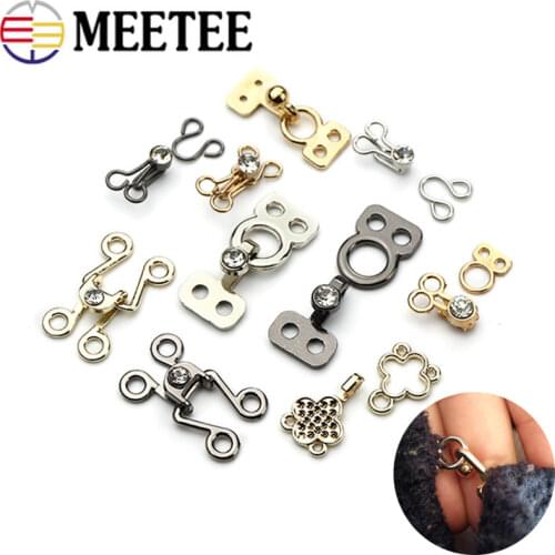 Meetee 30/50set Invisible Metal Hooks Buttons Pant Hook DIY Mink Coat Windbreaker Fur Collar Clothing Decor Sewing Accessories