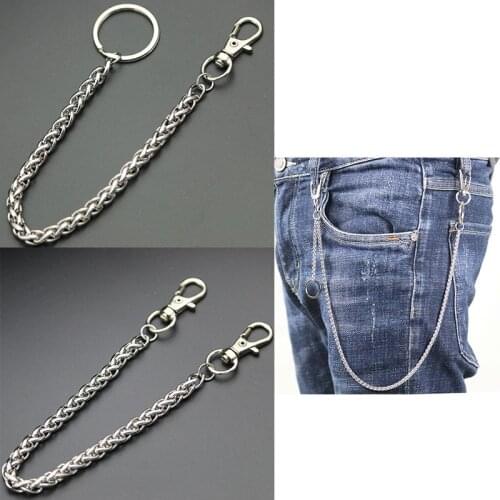 Fashion Necklace Stainless Steel Long Metal Wallet Chain Leash Pant Jean Keychain Ring Clip Mens Hip Hop Jewelry