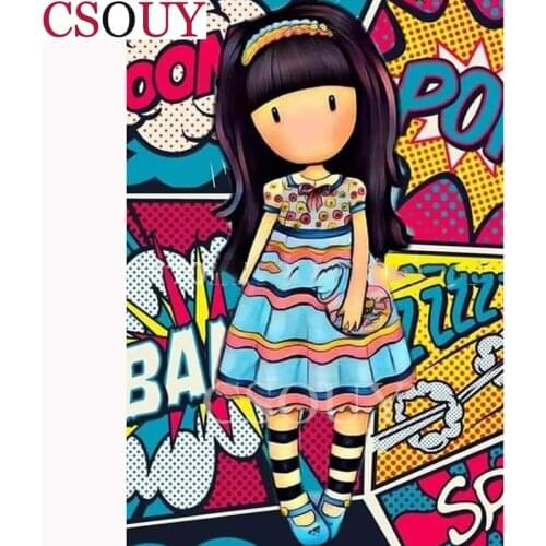 Cartoon Girl 5D Diy Diamond Painting Cross Stitch Face Gilrs Full Square / Round Diamond Embroidery Home Decor Mosaic Needlwork