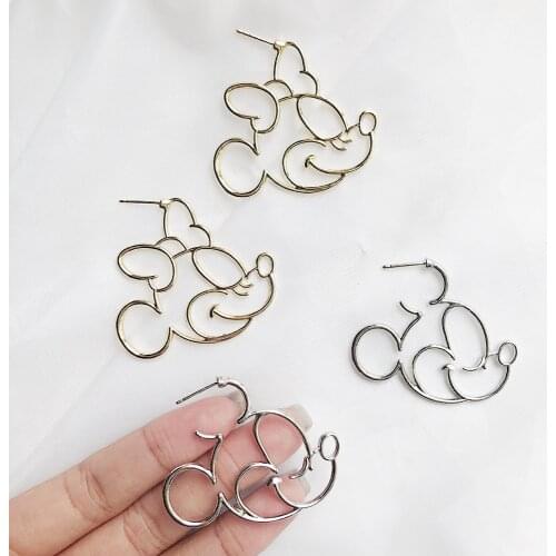 Cartoon Mouse Shaped Love Stud Earrings Exquisite Earring Silver Plated Color Not Allergic Trendy Women Jewelry Gift