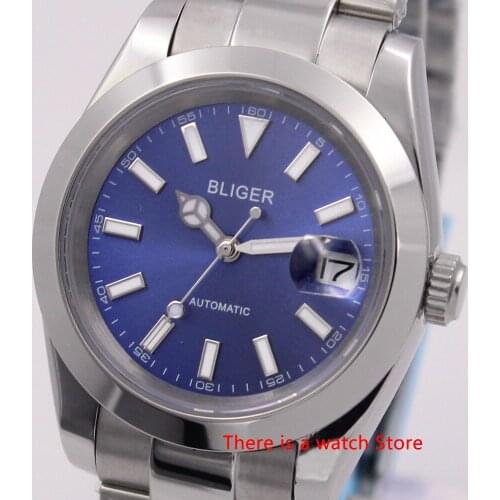 Bliger 40mm Automatic Mechanical Men Watch Luxury Calendar Luminous Waterproof Sapphire Glass Stainless Steel Case Mens Watch