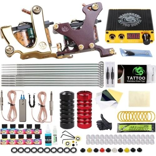 Professional Complete Tattoo Kit Set Tattoo Machine Power Supply 2 guns Immortal Color Inks Tattoo Supplies