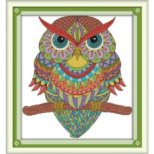 Printed Cross Stitch kits Lively owl Pattern needlework printed on the canvas DIY Handmade embroidery for mordern decoration