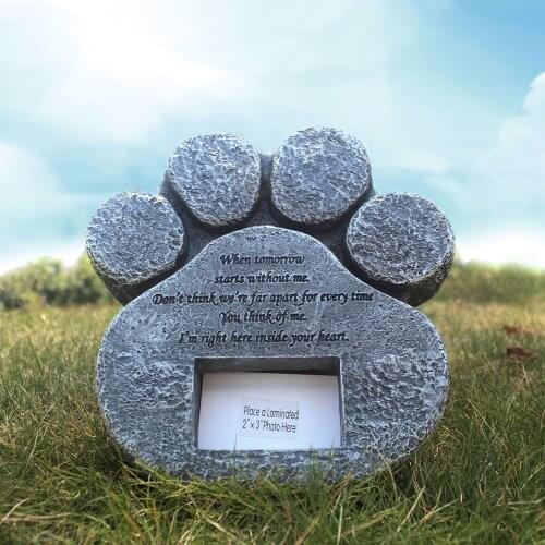 New Cat Dog Heart Shaped Paw Print Remembrance Memorial Stone Grave Marker For Outdoor Tombstone Or Indoor Display Pet Gift
