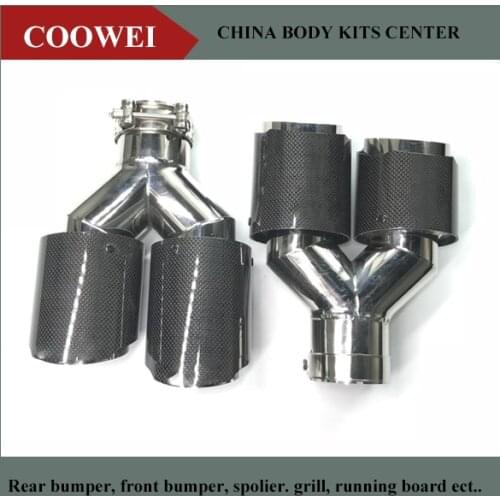 One Pair (Left+Right) various sizes Universal Tail pipe Glossy Carbon Dual Tip Exhaust Tip For AK