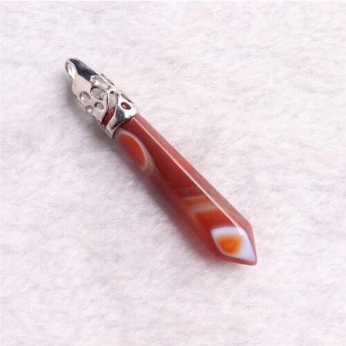 Tik Tok Popular Carnelian Pendants Necklace Hexagonal Column Natural Stone Necklace Pendant Healing Chakra Energy Pendulum