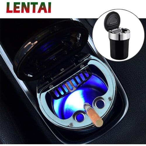 LENTAI For Hyundai solaris i30 tucson 2017 ix35 accent Citroen c4 c5 c3 Jaguar 1PC Black Car LED ashtray Auto compass LED Lamp