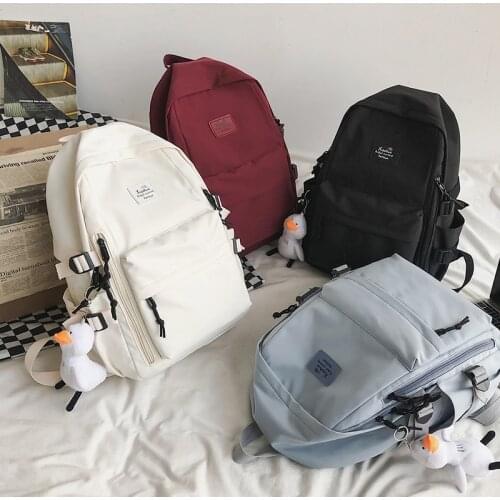 Casual Waterproof School Bags for Teenager Harajuku Nylon Women Backpack Bag 2021 Large Capacity Book Bag Students Knapsack New