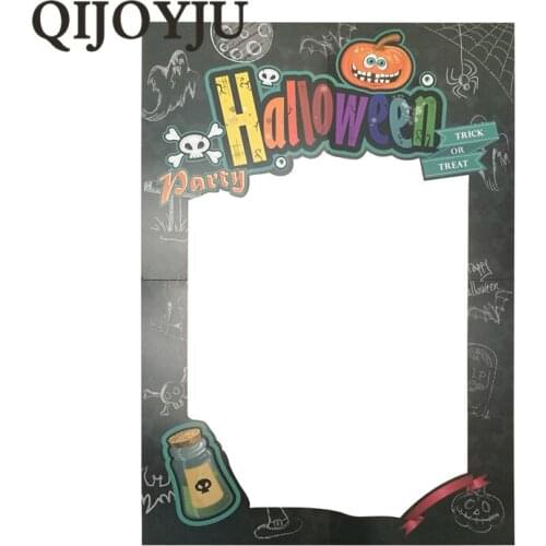 QIJOYJU 1Pcs paper halloween skull photo frame photo booth props halloween party decoration halloween frame