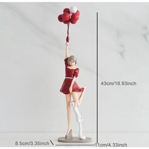 LUDA Nordic Resin Balloon Girl Sculpture Ornaments Living Room Bedroom Balloon Resin Desktop Crafts Decoration