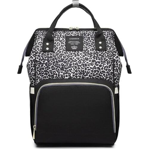 LEQUEEN Mummy Diaper Bag Leopard Large Capacity Nursing Bag Travel Backpack Baby Care Nappy Backpacks for mom LPB37