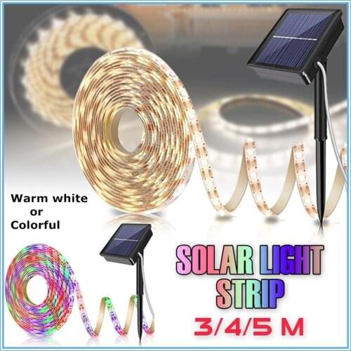NEW 8 Modes 5M 150LED Solar Power Strip Light SMD2835 Flexible Lighting Ribbon Tape Waterproof LED Strip Garden Xmas Decor