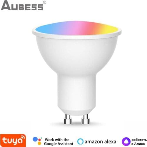 1/2/5/10pcs New GU10 Smart RGB+CW Bulb Wireless WiFi App Light Smart Home Automation Compatible With Alexa Google Home