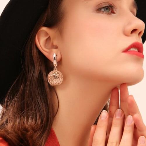 New Hanging Earring Unique Hollow 585 Rose Gold Long Dangle Earrings pendants Women Wedding Party 2020 Trend Jewelry