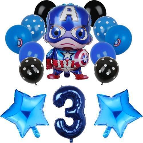 14pcs MARVEL Captain America Hero Man Foil Balloon 32‘’ Number Foil Balloons Birthday Party Decoration Supplies Kids Boy Gifts